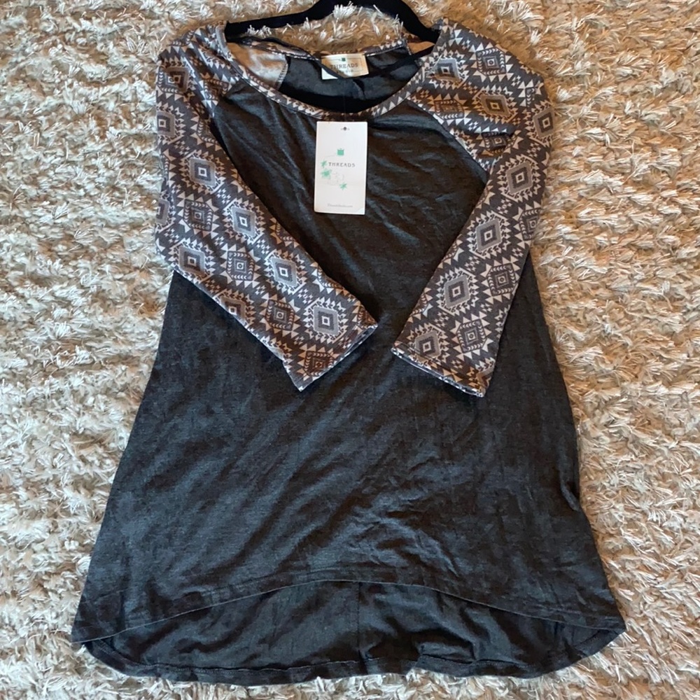 Threads Studio grey aztec sleeve tunic